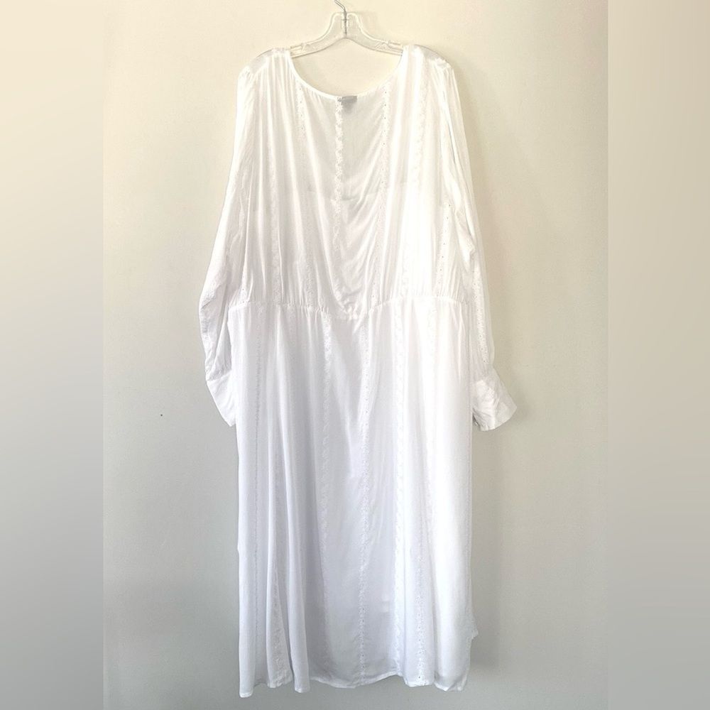 Torrid White Button-Down Long Sleeve Dress w/ Slip Embroidered XXL Cottagecore - Picture 9 of 13